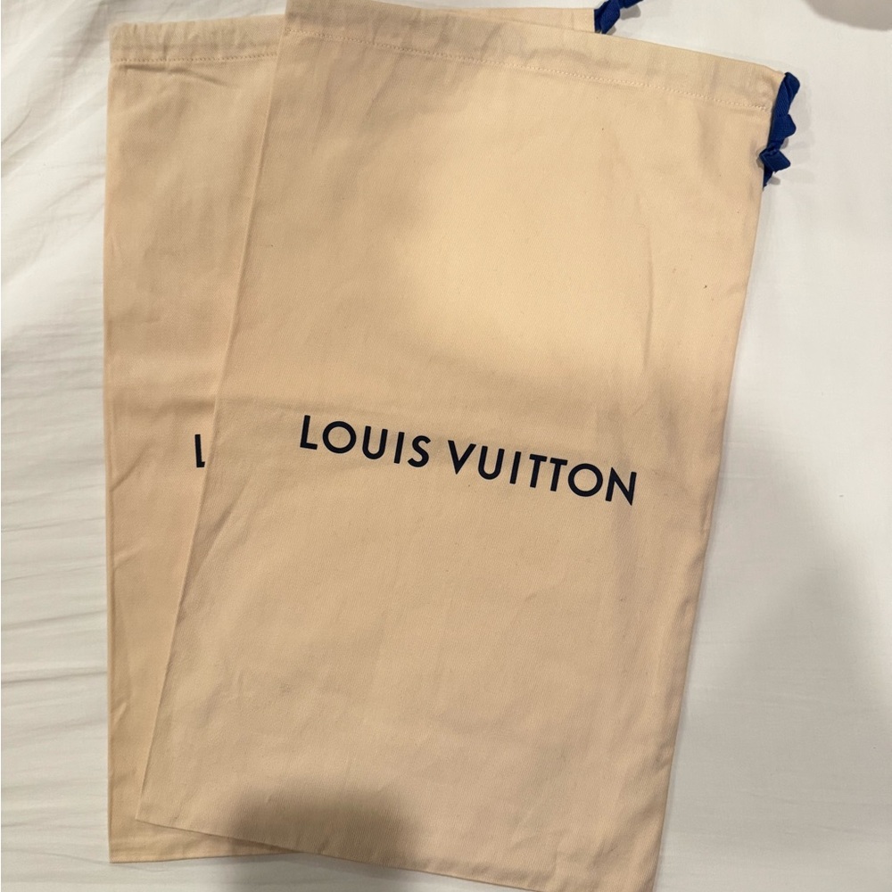 Louis Vuitton Cream Bag with Blue Logo